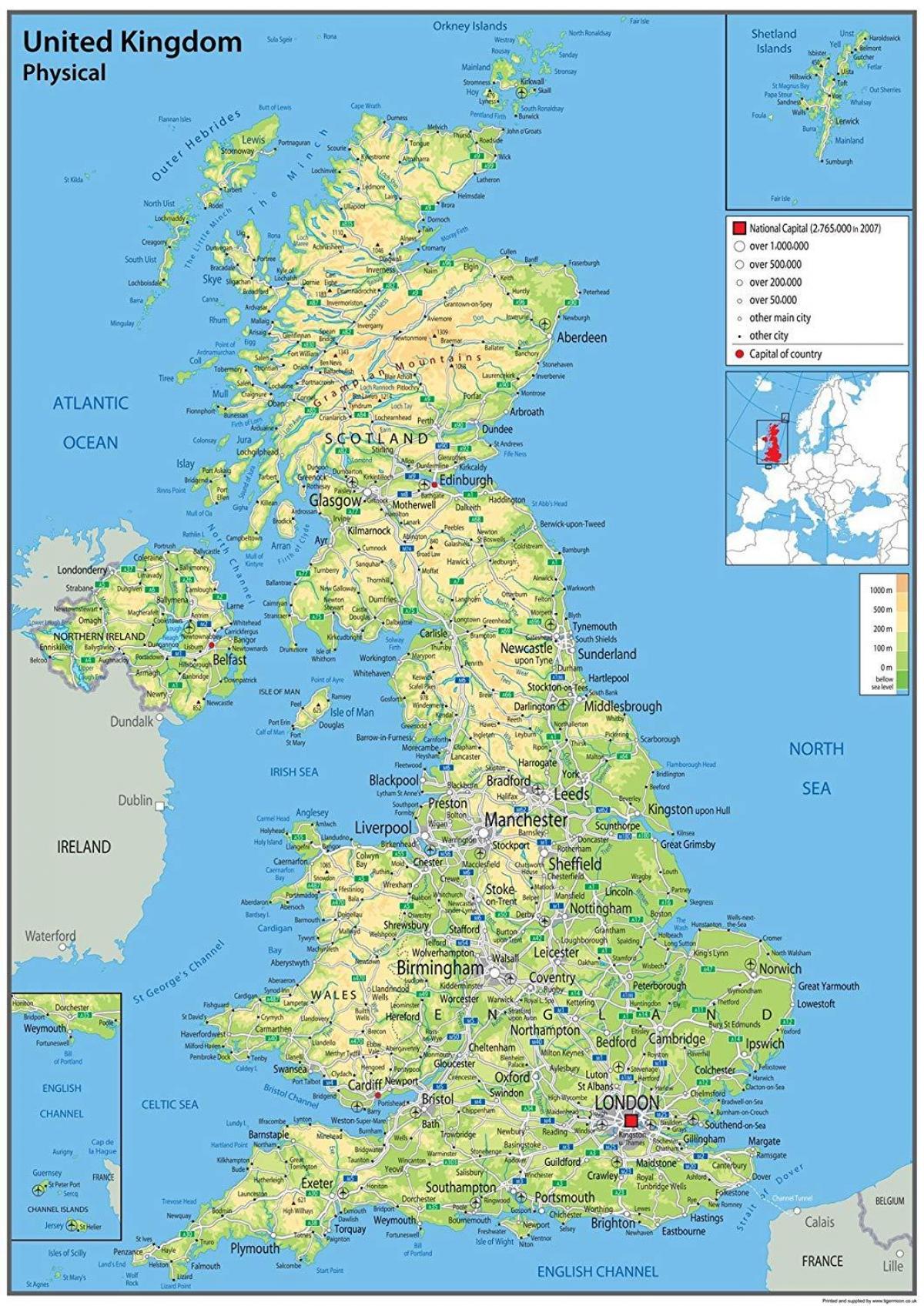 イギリス地理地図 イギリスの地形と物理的特徴