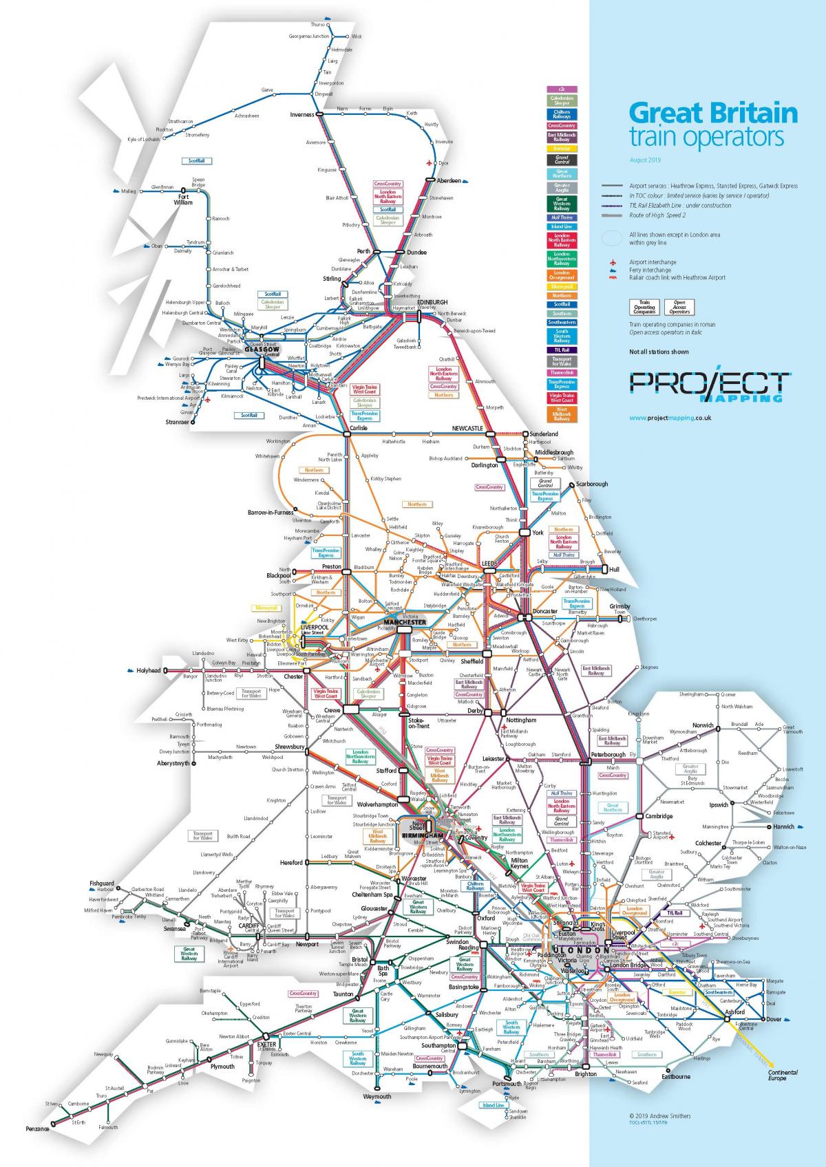 イギリス (UK) の鉄道路線図