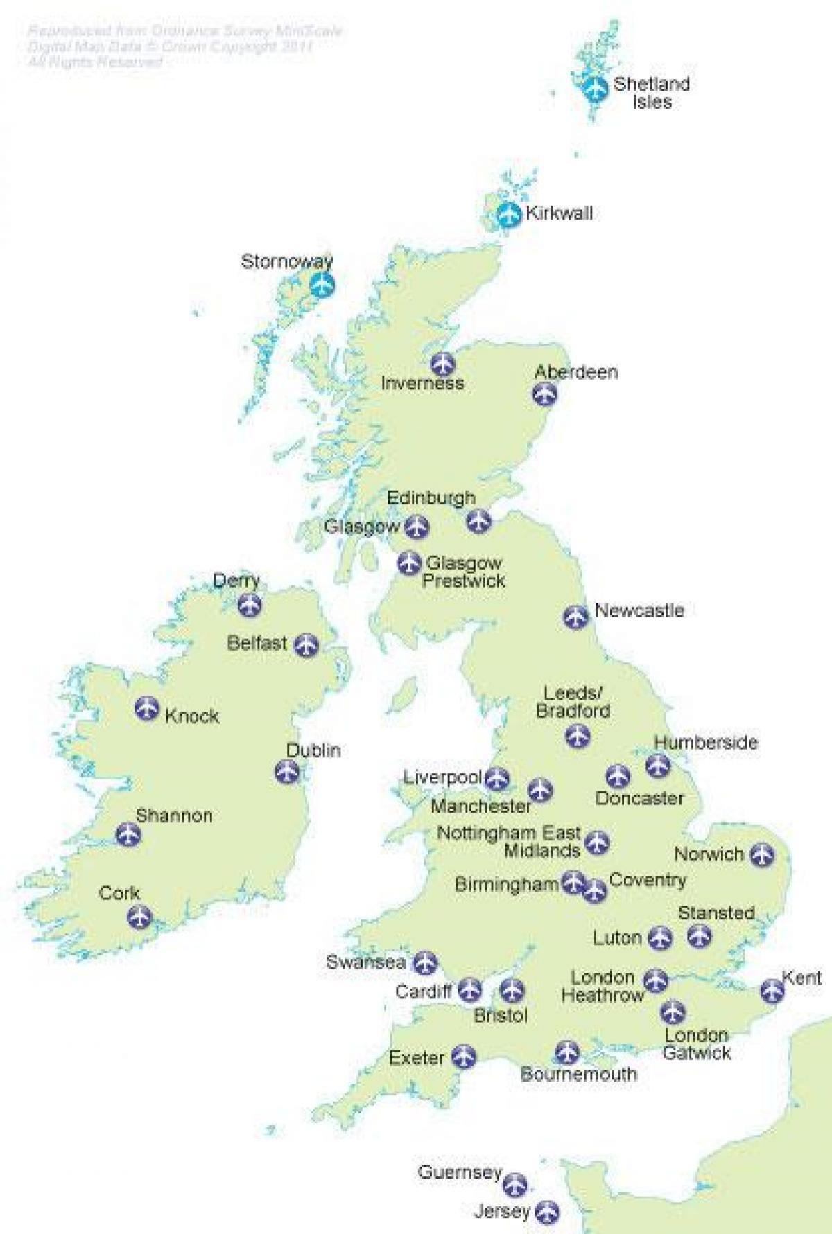イギリス (UK) 空港の地図